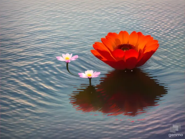 Vue macroscopique d'une fleur de coquelicots et par dessus des gouttelettes d'eau