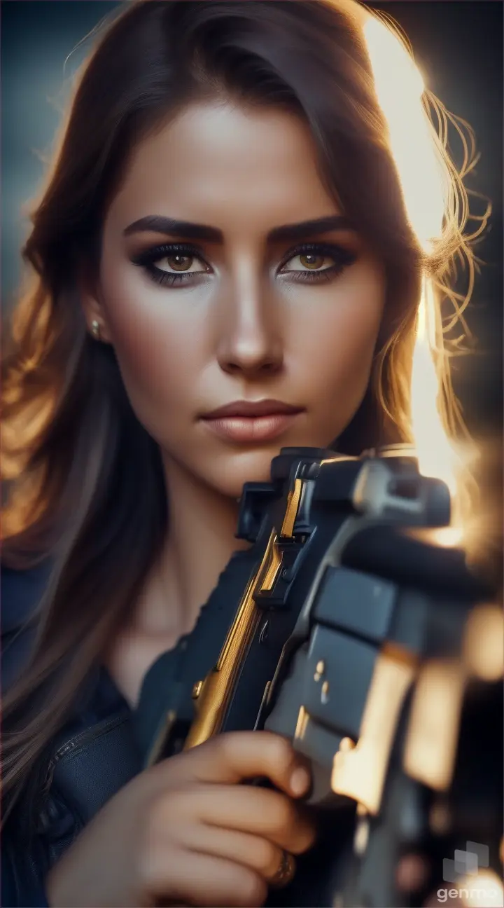 beautiful woman use an ak47 1：2