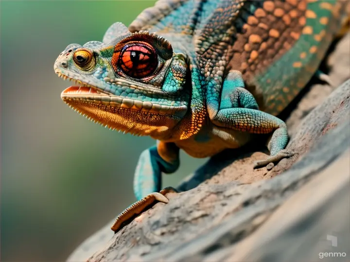 Un cameleon sir un rocher