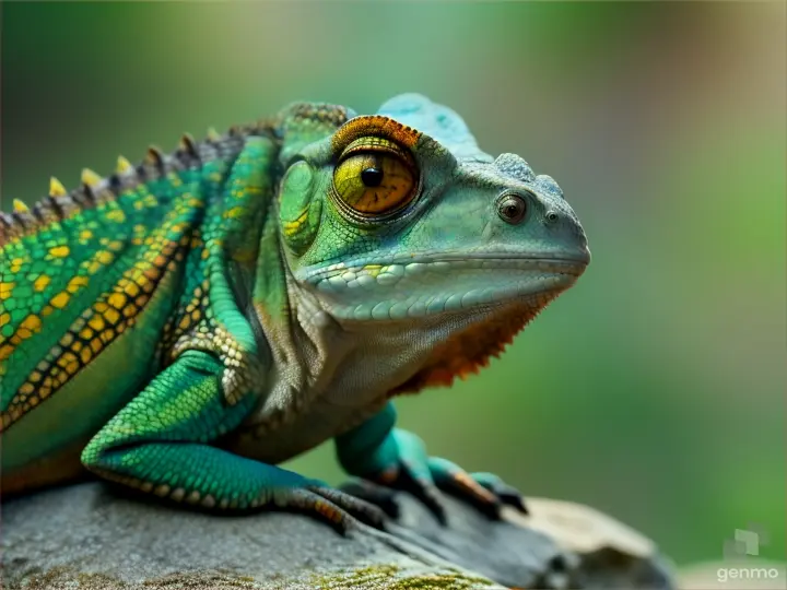 Un cameleon sir un rocher