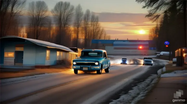 I/E. OLD MOTEL / OLD CAR - EARLY MORNINGMike and Lebedev drive in blue pickup trucks. The three cars drive to the outskirts of Moscow. They cross atunnel.ГОРОД 312ДОЛГИЙ ПУТЬ И ПУСТЬ ВСЕ СХЕМЫ НАИЗУСТЬ,As they emerge from the other side of the tunnel, theywitness chaos unfolding before them. Wrecked cars litteredacross their path while terrified civilians scramble awayfrom imminent danger - signs indicating an ongoing attack ordisaster. RADIOЭто национальная экстреннаяпередача.ГОРОД 312 (CONT'D)ИХ МЕНЯЕТ ВДРУГ БЕЗУМНЫЙ КРУГСОБЫТИЙ.Wrecked cars and fleeing civilians lay in front of them as they drive closer to the outskirts.RADIO (CONT'D)Москва подвергласьмассированному нападению.ГОРОД 312 (CONT'D)И НИКТО НЕ ЖДЕТ НОЧАМИ НА ПРОЛЕТ, ОН ДАВНО ПРОСТИЛ, ИВЫ ЕГО ПРОСТИТЕ.Hyperrealistic 8K -neg morphing, erratic fluctuation in motion, noisy, bad quality, distorted, poorly drawn, blurry, grainy, low resolution, oversaturated, lack of detail, inconsistent lighting.