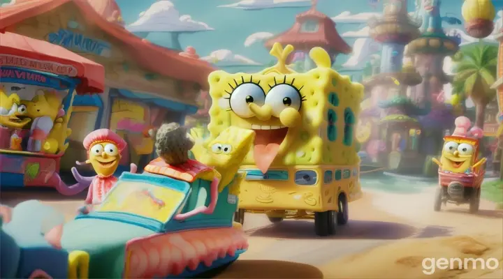 Pada suatu pagi yang cerah di Bikini Bottom, SpongeBob SquarePants bangun dari tidurnya dengan semangat yang luar biasa. Hari ini adalah hari yang telah ia tunggu-tunggu, yaitu hari untuk berpetualang ke taman bermain bersama sahabatnya Patrick, Sandy, Squidward, dan Mr. Krabs.