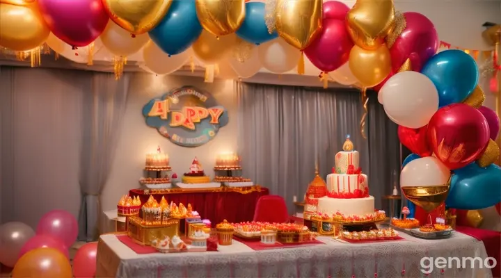 Background: Raju's home, decorated for his birthday.