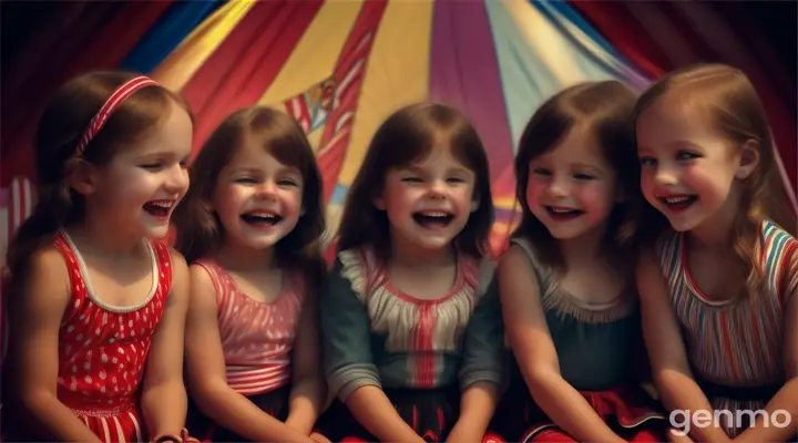 a crowd of children laugh disgustingly while sitting at a circus performance