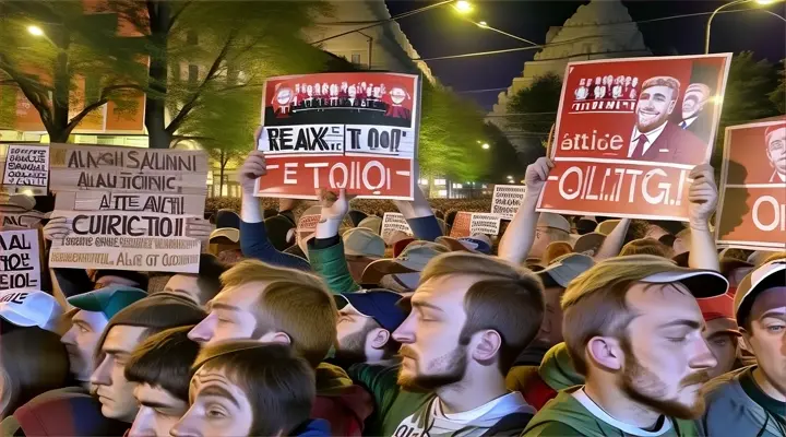 a large group of people holding up signs