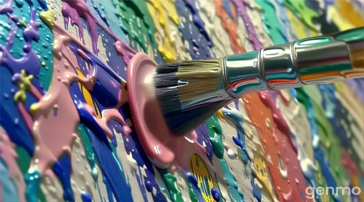 a close up of a paint brush on a wall