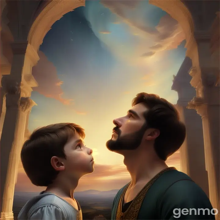 De pronto el nene y el hombre Ven al cielo sorprendidos