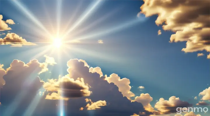 En el cielo del día a una pequeña luz blanca resalta en el cielo de día con sol