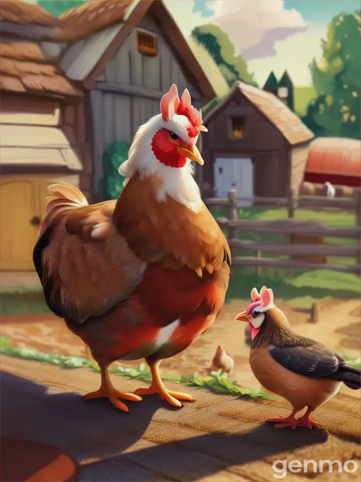 A hen and a mouse talking