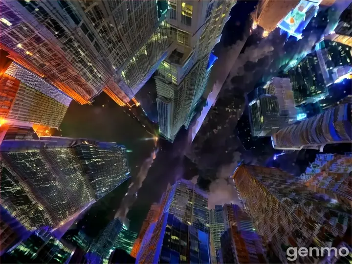 a group of tall buildings in a city at night