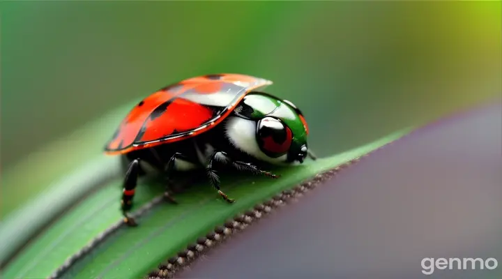 Ajouter Une coccinelle macroscopique sur des feuillages