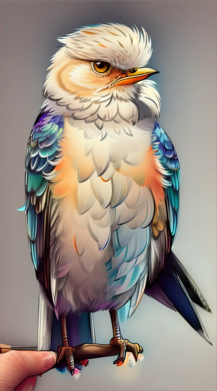 "Illustration of a cute drawing of an extremely tiny bird against white background., illustration"