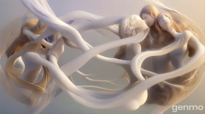 human bodies smooth elegant shapes union, art style  16:9