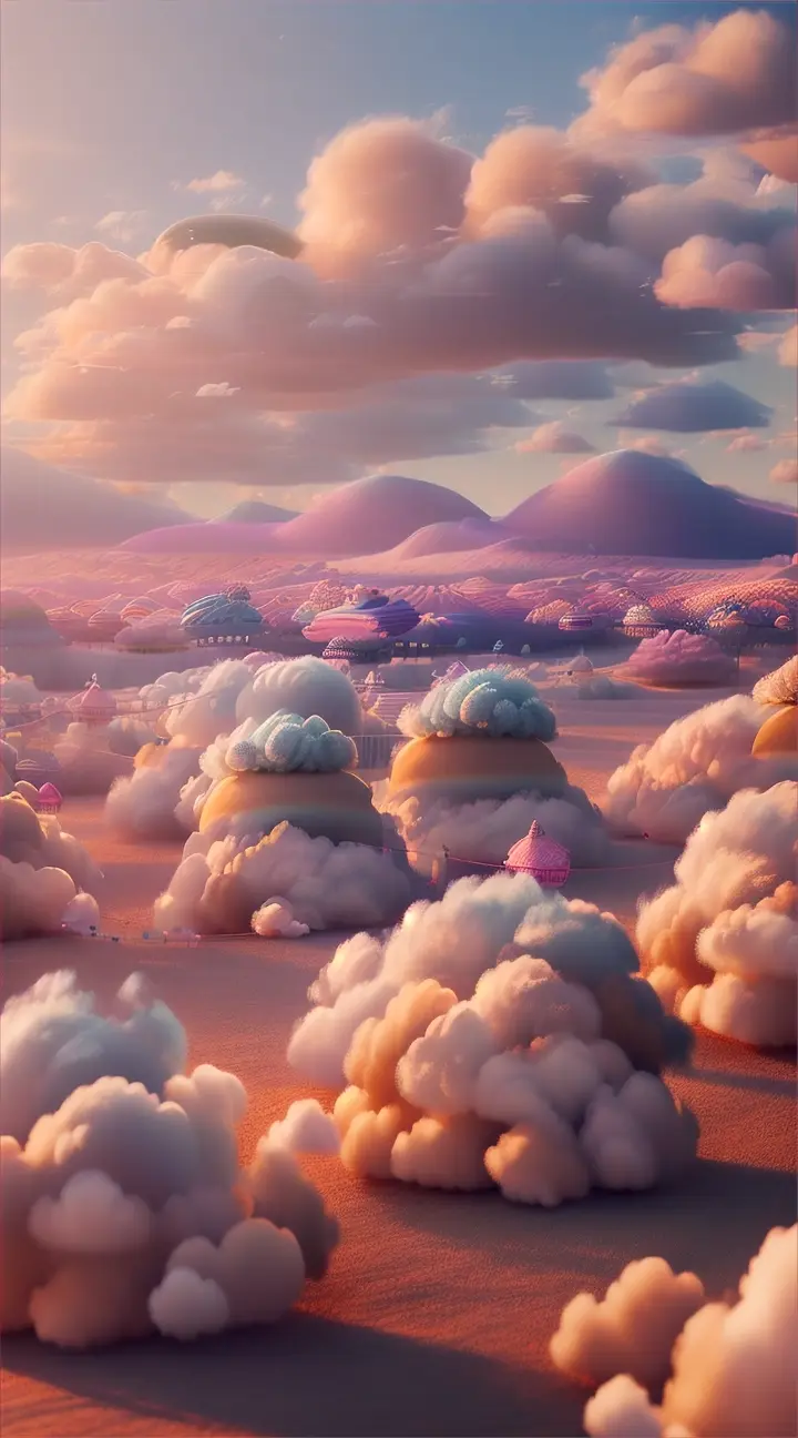 A vibrant and captivating 3D render of a surreal landscape, where sheep made of fluffy clouds are standing in an orderly queue.

Each sheep wears a necklace with a consecutive number, adding a touch of whimsy to the scene. The background features a dreamlike pastel sky with swirling colors and an ethereal sunset. The overall composition creates a mesmerizing, otherworldly atmosphere that would make an excellent poster.large inscription white at the top 'sleeping aid'.uhd 8k photo, 3d render, photo, poster, vibrant, typography