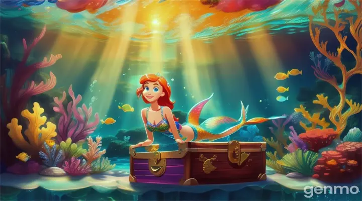 Cartoon very beautiful leak under water big box 