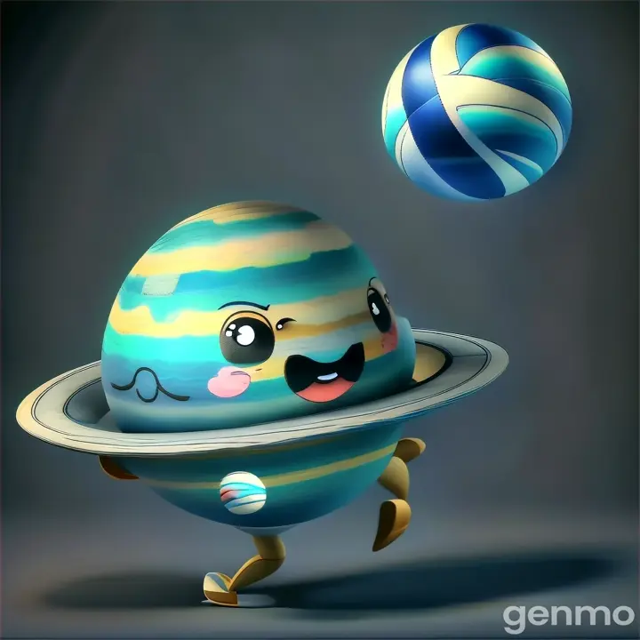 art, cartoon uranus playing with ball