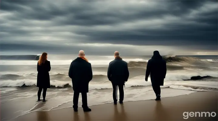 People scared at a beautiful beach