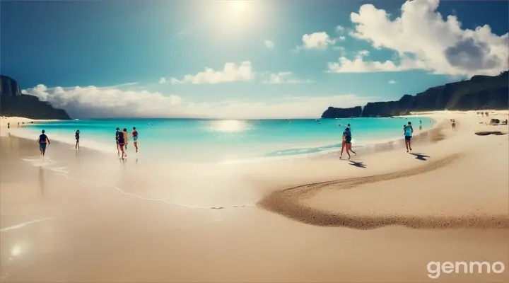 People scared at a beautiful beach