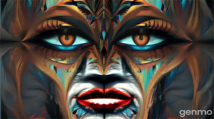 An illustration showing the strange-face illusion: a person's face morphing into different eerie shapes when stared at for a long time.