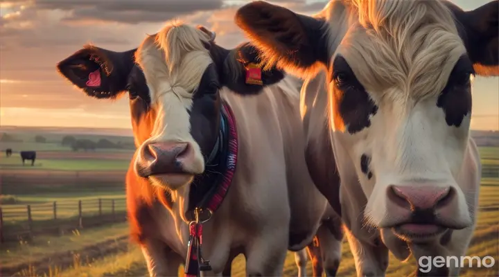 Young Man cow k st khara Hain 