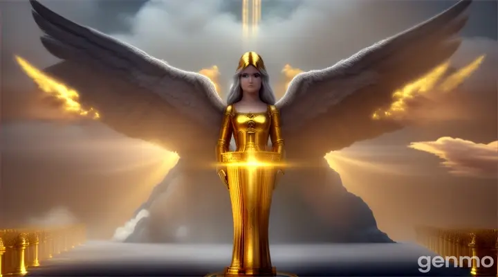 Nether portal, clouds, fluffy fur, angel wings, heavenly Elysium, ambrosia, gold goblet chalice, white marble pillars, towers, teleportation
