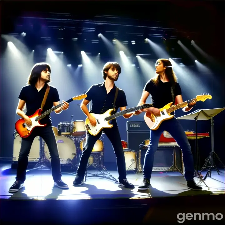 Musician rocking the stage with band realistic
