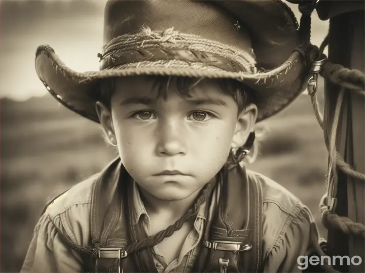 Big brothers tied small brother with rope and put him on horse