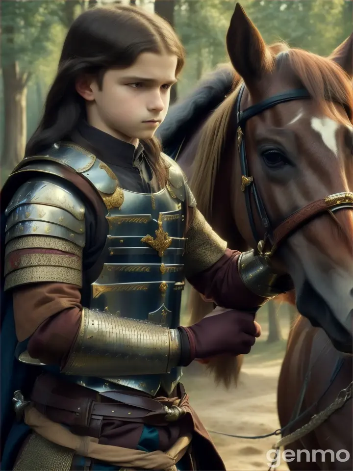 The king's young son is tied to a horse