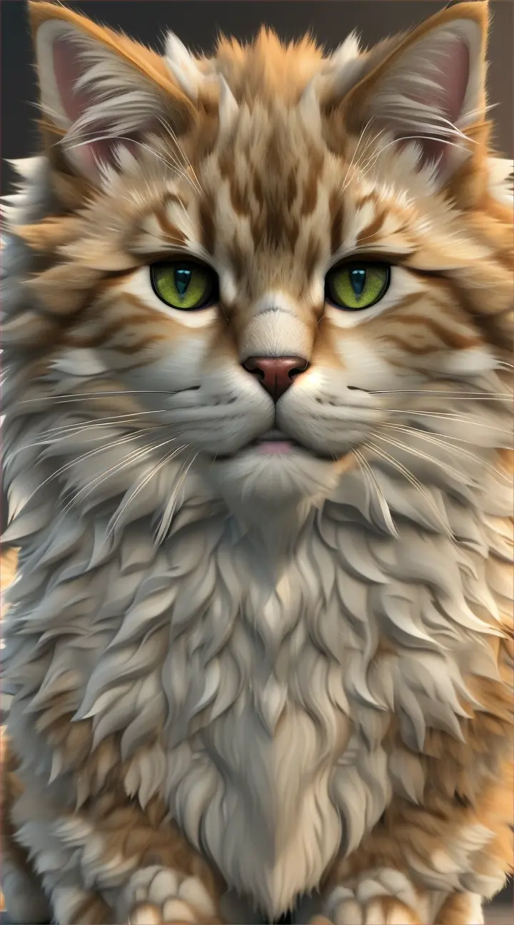 3d fluffy cat with no background