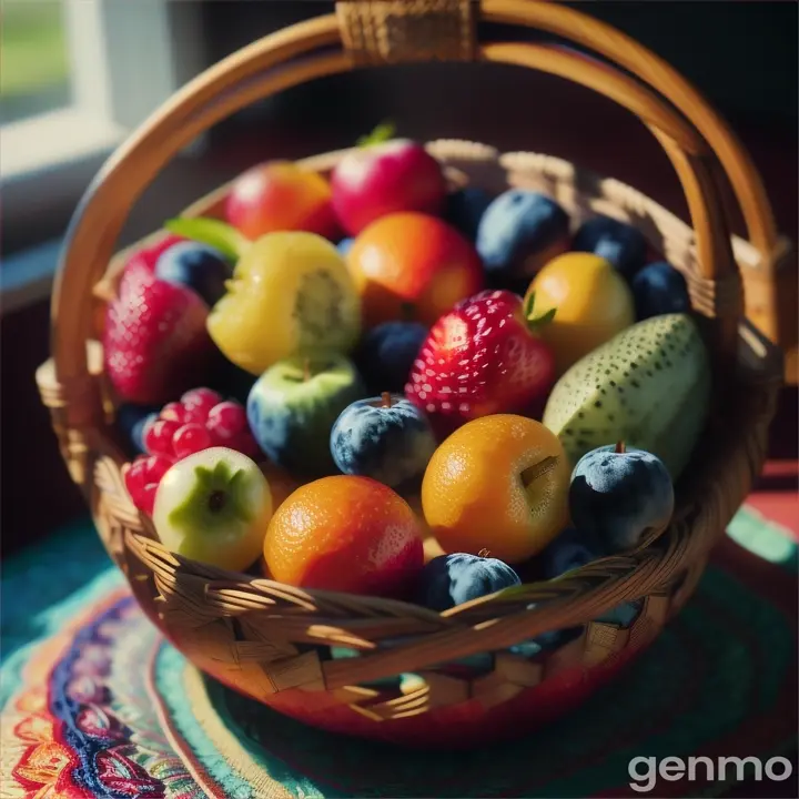 Une belle corbeille de fruits en detail