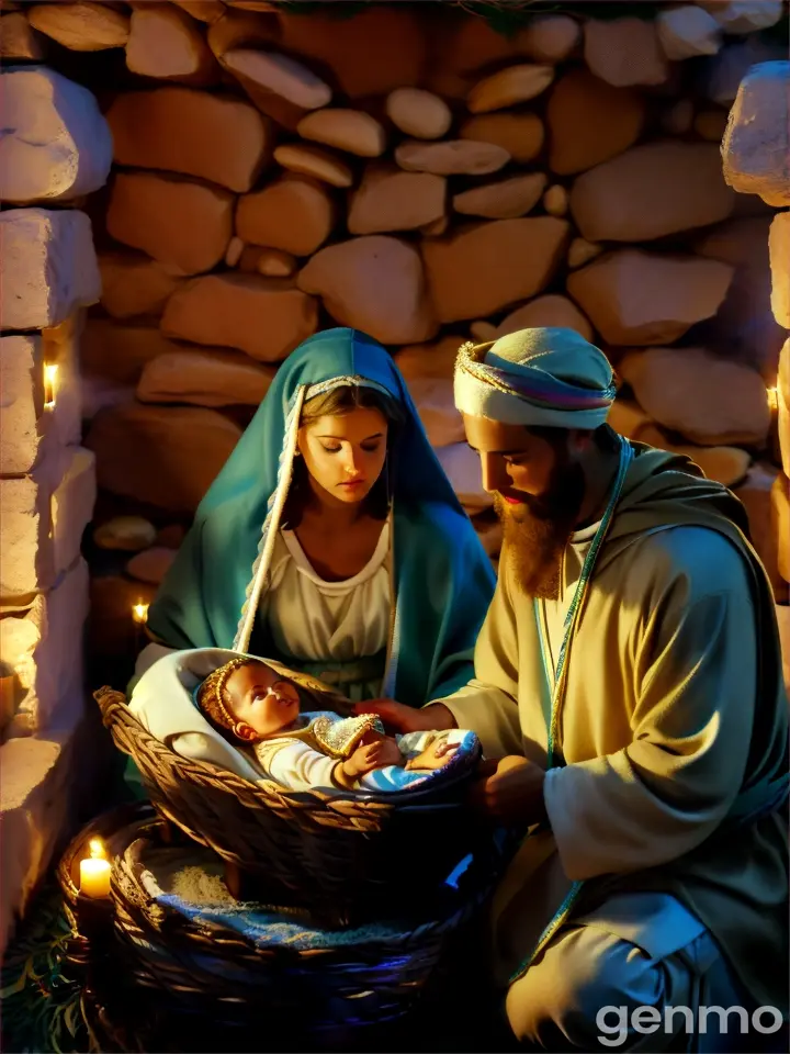 a nativity scene with a baby jesus in a manger