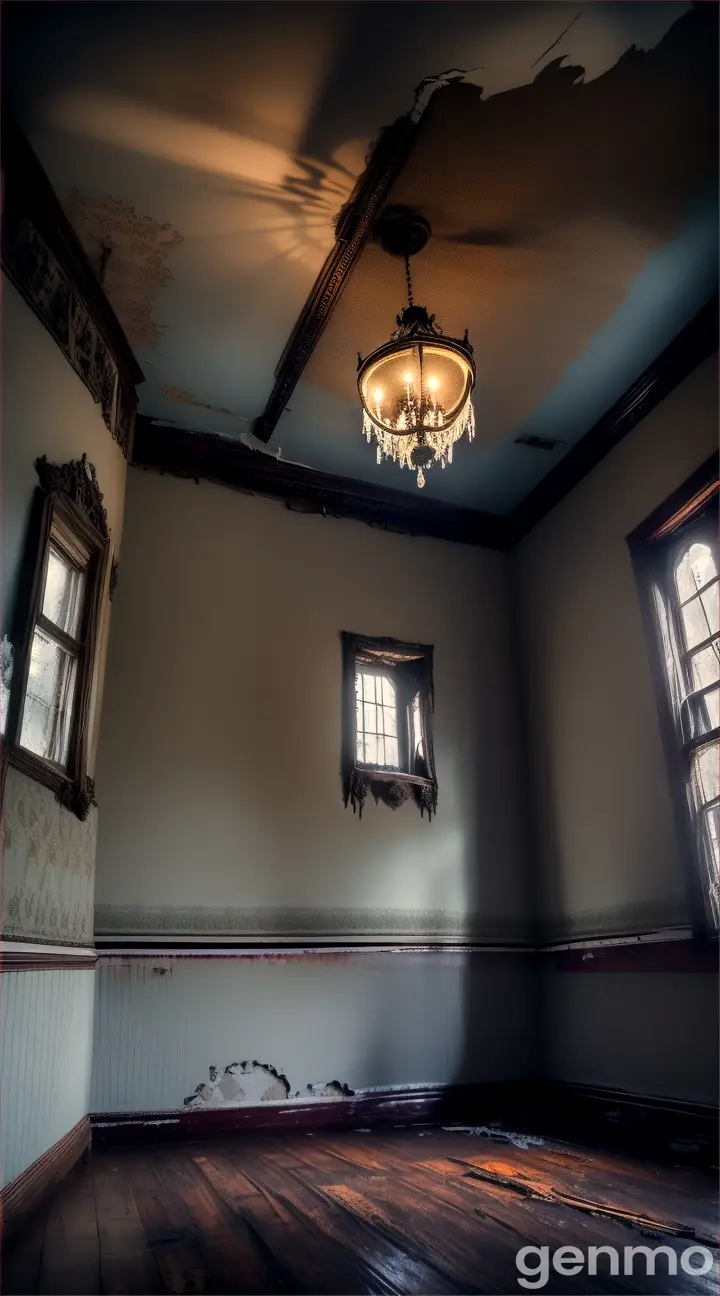 The interior of a decaying house filled with cobwebs and dust.