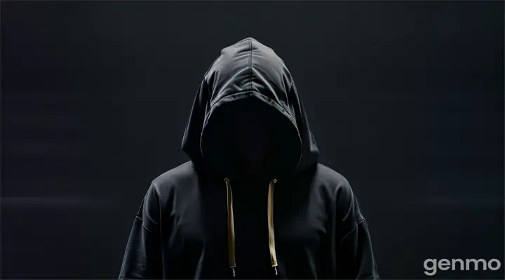 digital hacker in a black hoodie standing in the dark