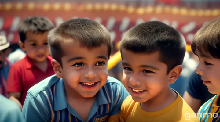 a crowd of children boys laughing disgustingly while sitting at a circus performance