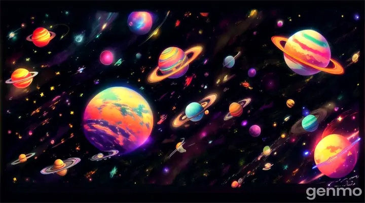 a space scene with planets and stars