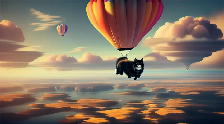" Magical maincoon cats parachute jumping"