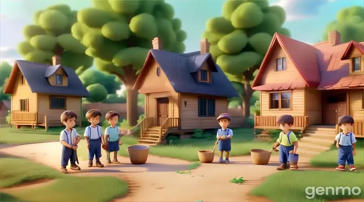a group of children standing in front of a house. They also started devoting his playing time to this work. Due to his initiative, a small group of children was formed, who would go towards the well every day in the evening. His small buckets and trowels became witnesses of his big dreams.