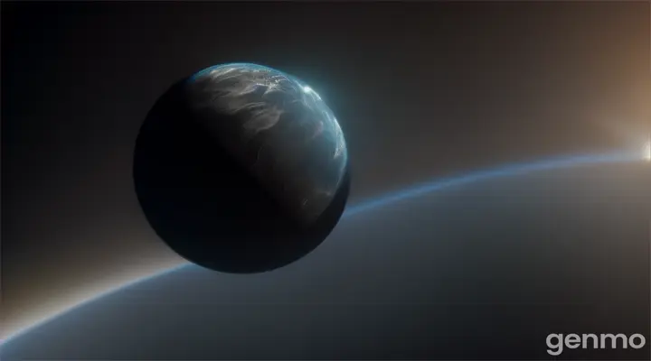 A black planet lost and floating in a black background