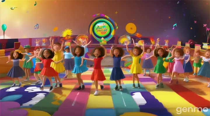 An exuberant educational singalong,
Joyful tunes that'll make you strong.
Soak up knowledge, let it shine,
This is gonna be a real good time! 3d l

