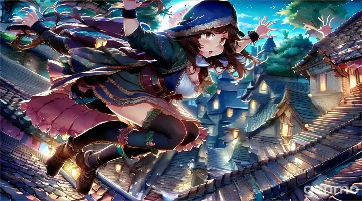 cartoon, sky, world, art, cg artwork, illustration, fictional character, stairs, animated cartoon, fiction