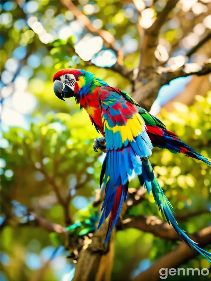 a colorful parrot perched on top of a tree branch