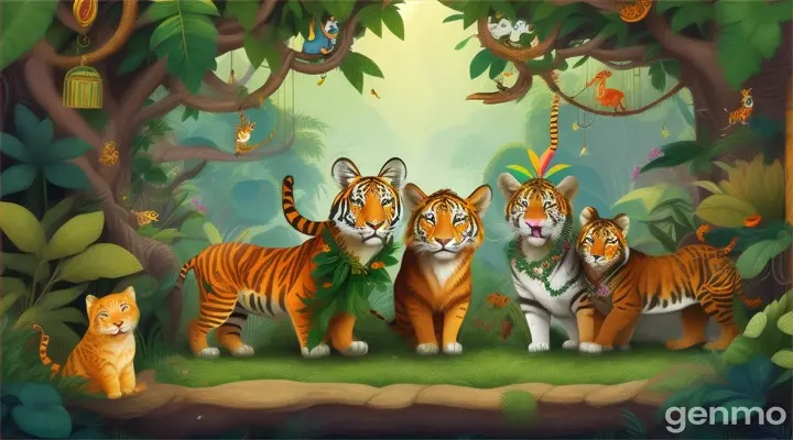 The Celebration**:
   - The jungle animals celebrating their victory with Max. The atmosphere is joyful, and the animals look relieved and happy.