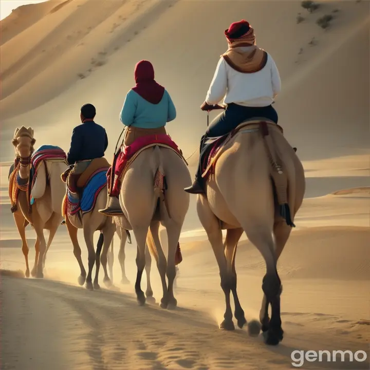 People usually traveled from one place to another by riding horses or camels.