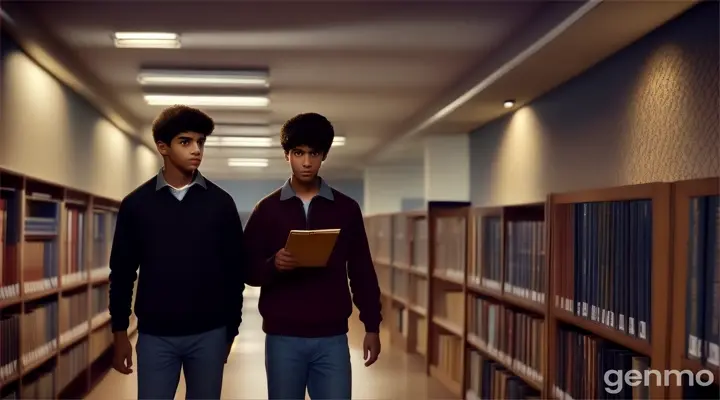 two Friend walking on the school library in night Ali and Hassan in 14 years