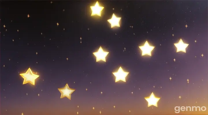 Seven bright stars twinkle high, 
In the nighttime, darkened sky, 
Shining light from far away, 
Guiding us until the day.

 3d animation, also show number in counting   no mixup characters