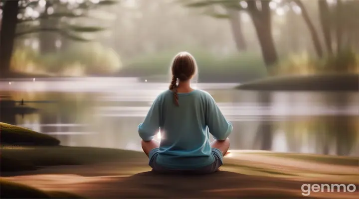 create a rectangular video with a relaxing look, perhaps of someone sitting in meditation or a nature setting.