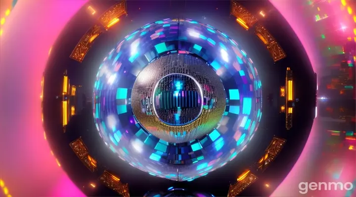 Disco, dance floor, dancing girls and guys, in front of the girl-robot in a silver-blue voluminous costume with jewelry, colored earrings, bracelets on the hands, long dark wavy hair developing in motion. Mirror ball lights glitter and shimmer across the walls and ceiling, floor flashes with flashes of lights, drive, clear movements, clear eyes, colorful light beams, neon signs, natural colors, bright colors, intricate details, high detail, realistic, cinematic, studio photography, wide angle lens, half body shot, sharp focus, best shadow, depth of field, Ultra realistic detailed lighting, Volumetric lighting, Cinematic lighting, Dramatic lighting, light rays, Cinema, 8k, Hdr, high resolution