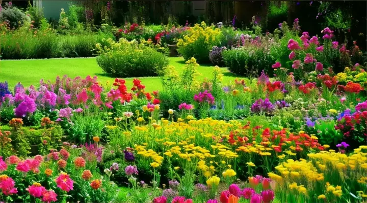 a garden filled with lots of colorful flowers