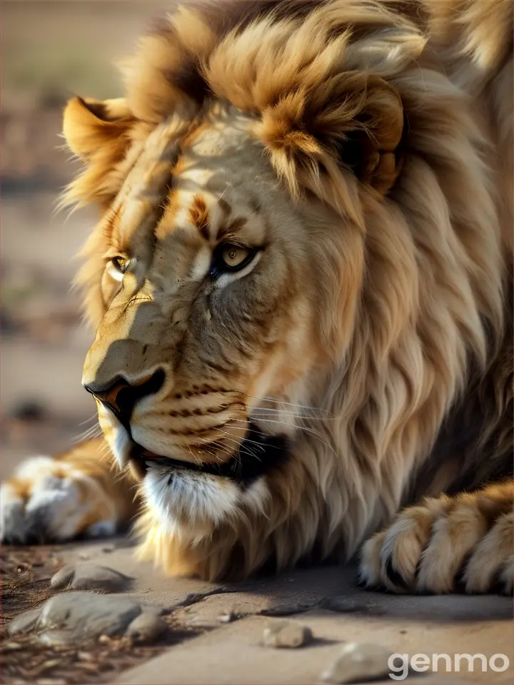 lion scratching his nails 