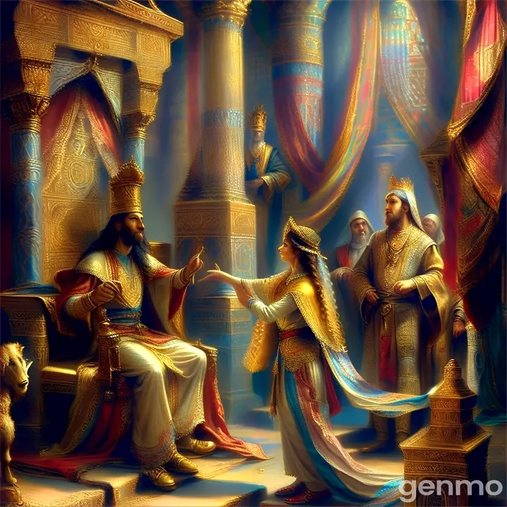 esther woman handing a king
